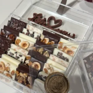 Luxury box of chocolates with flower bouquets