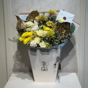 Close-up of Gilded Grace bouquet showing premium floral arrangement