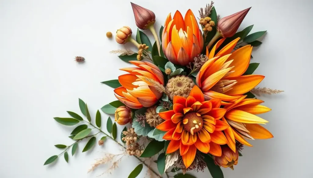 Vibrant exotic flower arrangements featuring proteas for a unique anniversary flower bouquet gift